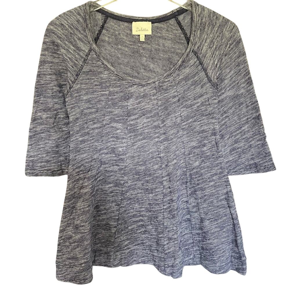 Anthropologie Deletta Womens 100% Cotton 3/4 Sleeve Fit Flare Top Shirt Size XS